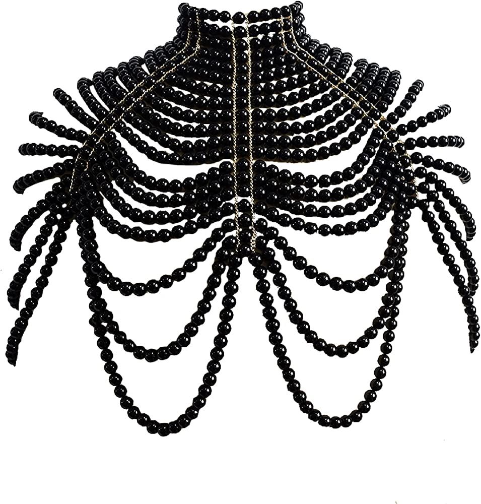 CCbodily Pearl Body Chain Bra - Fashion Shoulder Necklaces Bra Chain Body Jewelry | Amazon (US)