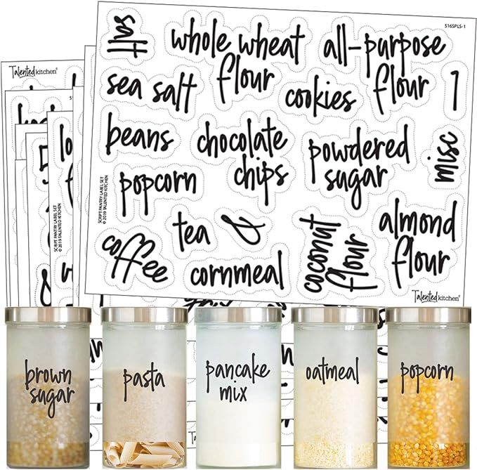 Talented Kitchen 157 Script Pantry Labels – 157 Mega Set – Food Label Sticker, Water Resistan... | Amazon (US)