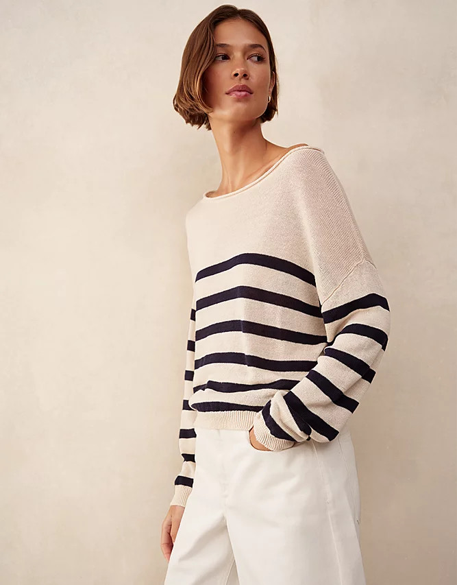 Linen Slash Neck Stripe Jumper | Seasonal Preview | The  White Comp... | The White Company UK & ROW