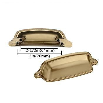 Khtumeware 10 Pack 3 Inch Gold Cup Pulls - Brushed Brass Cabinet Hardware - Easy to Install & Dur... | Amazon (US)