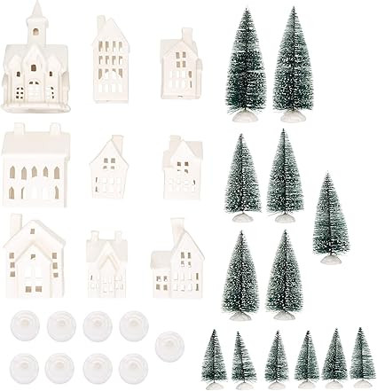 Winter Village LED Tea Light 31 Piece Porcelain Tabletop Christmas Figurine Boxed Set | Amazon (US)