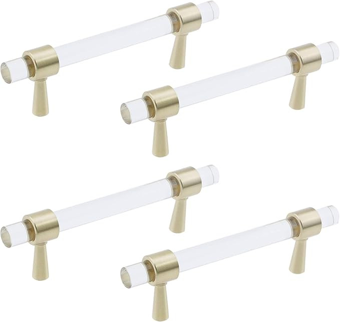 Antrader Modern Clear Acrylic Drawer Dresser Pulls, Crystal Kitchen Bathroom Bar Cabinet Handles ... | Amazon (US)