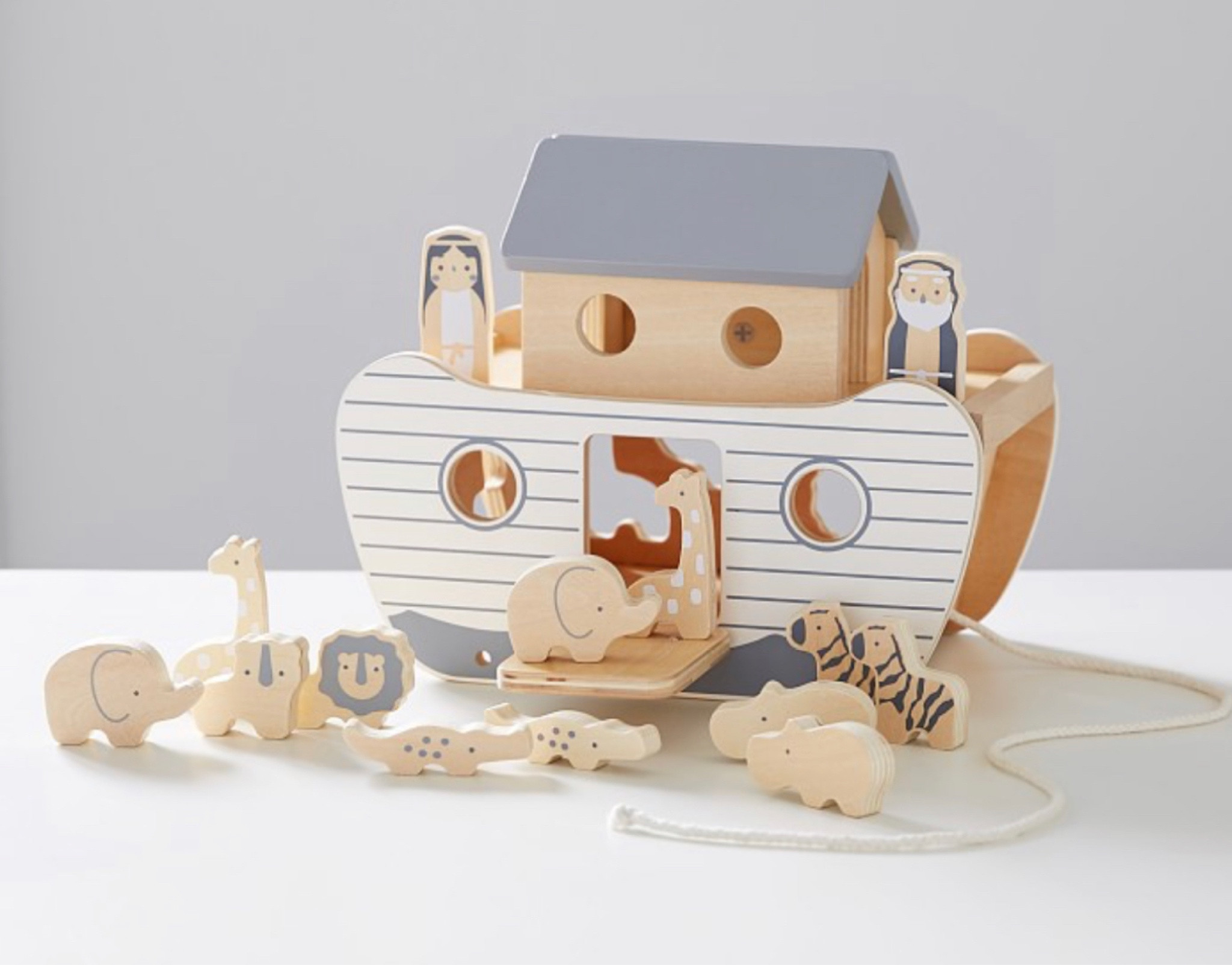 Pottery Barn Kids 
Bring the classic Bible story to life with their very own Noah's Ark. The whole gang is gathered here for an epic adventure. The wooden set features a slew of animals (in pairs, of course), a classic ark and captains of the ship.
DETAILS THAT MATTER
Crafted from solid birch wood and engineered wood.
Finished in child-safe, water-based paint.
The ark house can be removed once dry land is reached.
Animals fit into cutout shapes in the ark walls.
Pull string and wheels make moving the ark fun for your child.
Benefits of play: Learning shapes help children identify and organize visual information, it helps them learn skills in other curriculum areas including reading, math, and science.



#LTKbaby #LTKkids #LTKbump