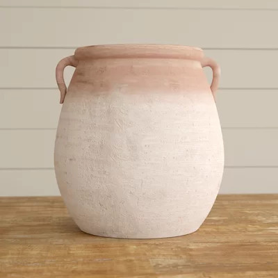 Nonie Whitewashed/Brown 13.75" Terracotta Table Vase | Wayfair North America
