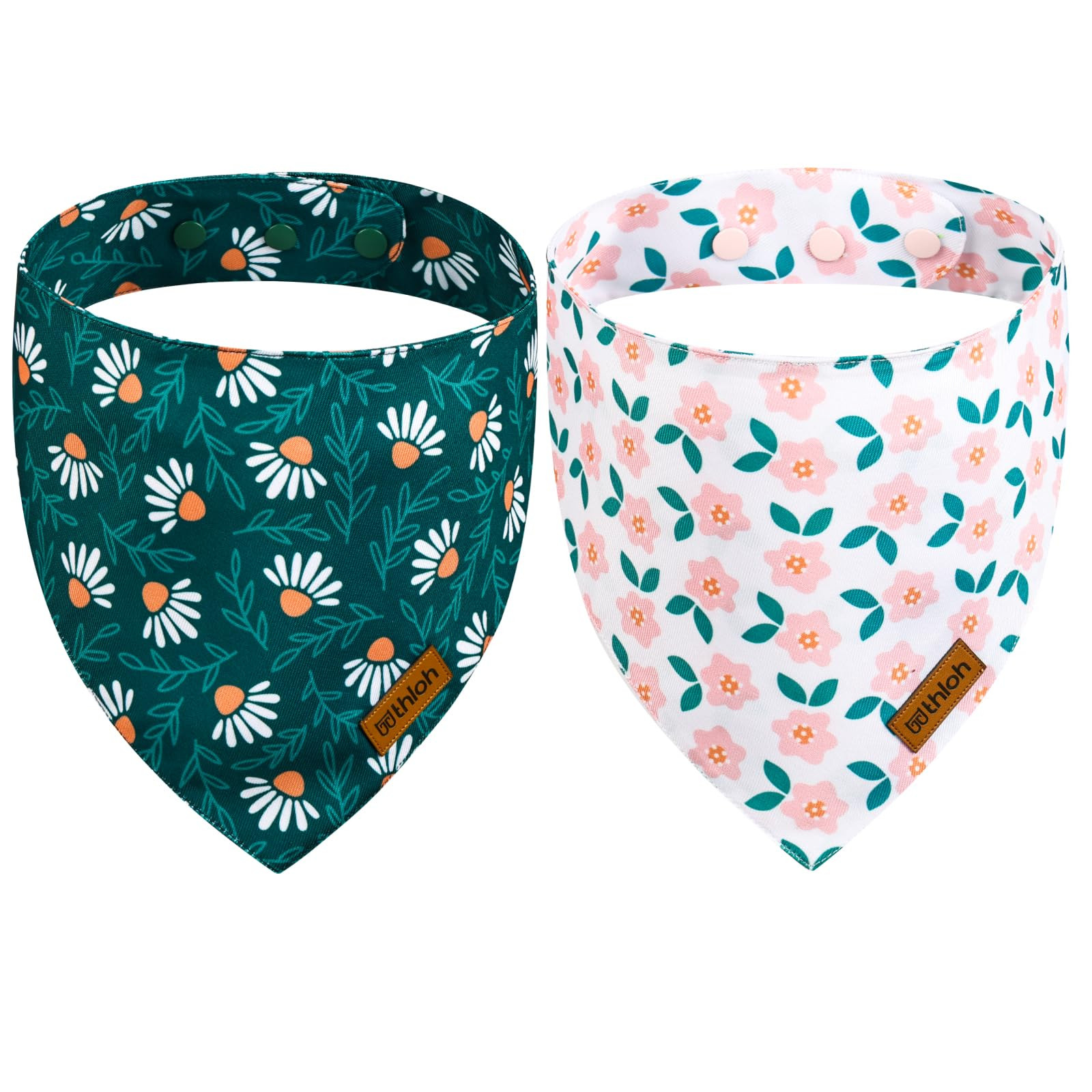 Spring Dog Bandanas with Snap Button, 2 Pack Floral Dog Scarf for Boy & Girl, Premium Durable Fab... | Amazon (US)