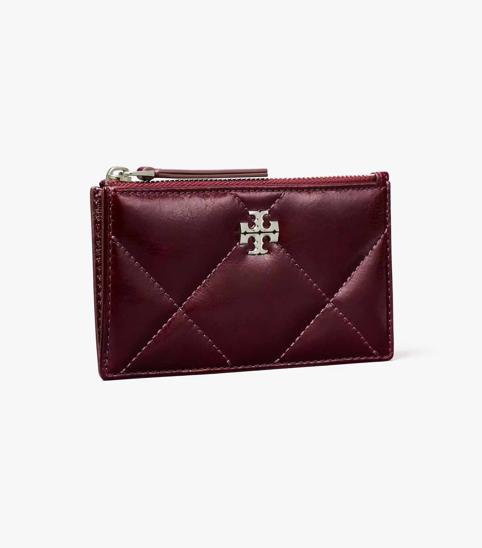 Kira Diamond Quilt Distressed Zip Card Case: Women's Designer Card Cases | Tory Burch | Tory Burch (US)