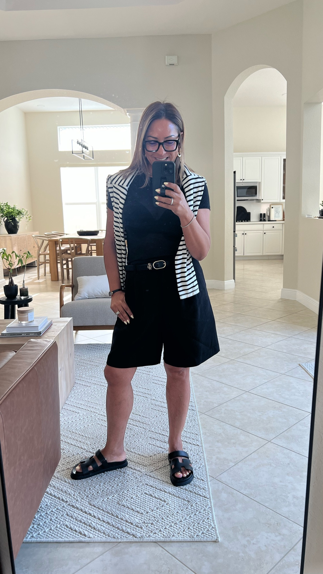 Monochrome look for me today. So simple paired this sheer T-shirt with Bermuda shorts and just accessorized to complete the look.

#LTKStyleTip #LTKFindsUnder50 #LTKFindsUnder100