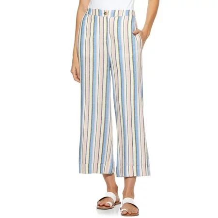 Scoop Linen Wide Leg Stripe Pants Women’s | Walmart (US)