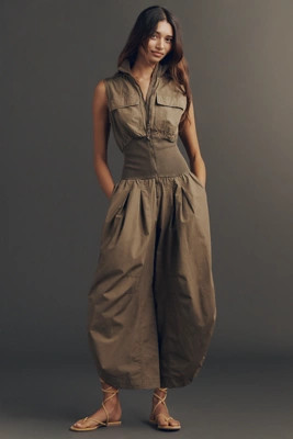 By Anthropologie Mixed Media Vest Jumpsuit | Anthropologie (US)