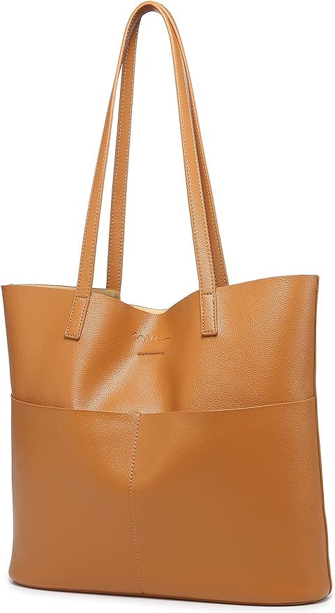 NNEE Women's Leather Tote Bag with Extra Front Pockets - Stylish, Lightweight, and Perfect for Wo... | Amazon (US)