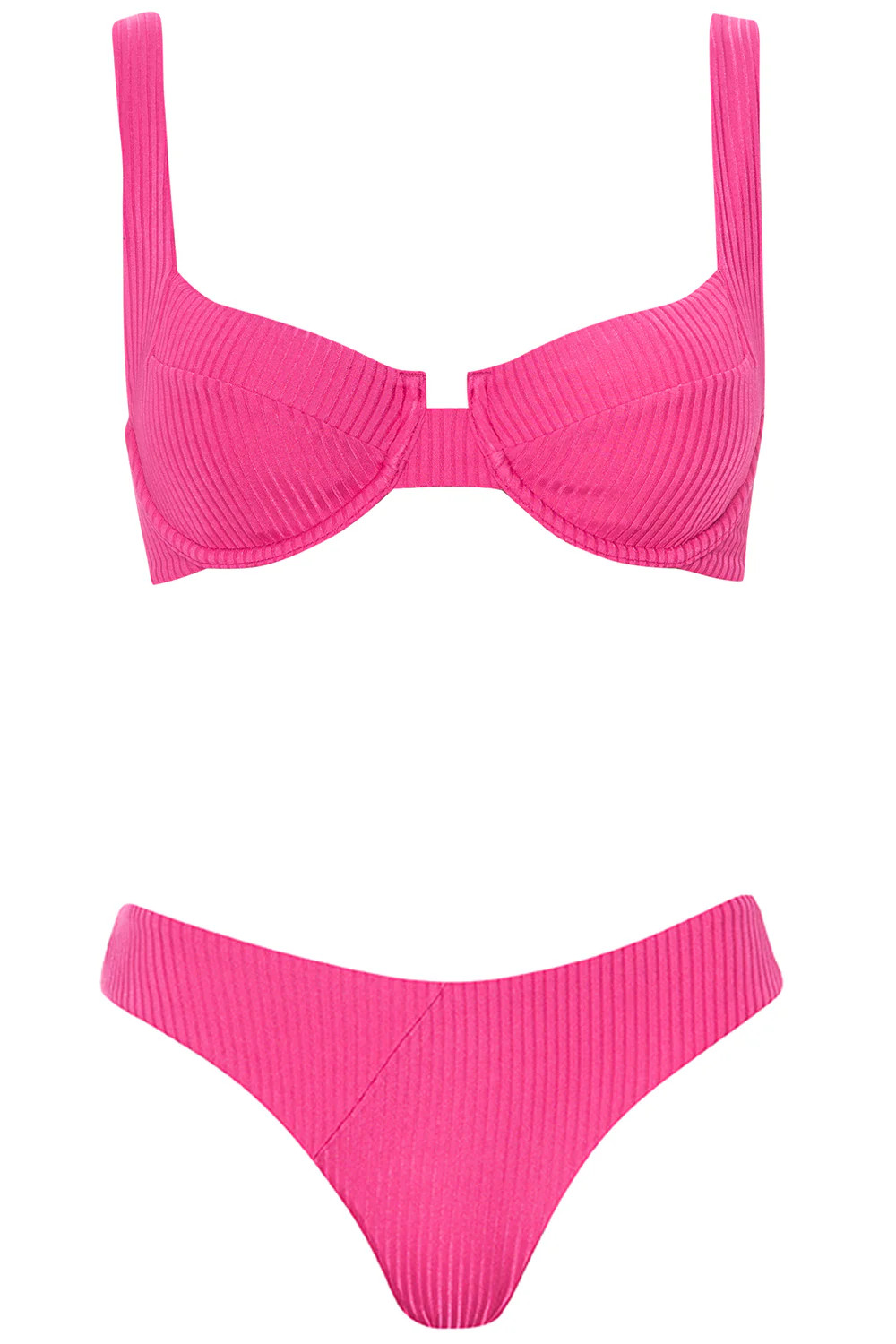 Laguna Bikini Shiny Ribbed Magenta Set | VETCHY