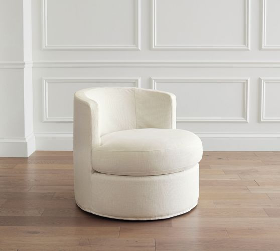 Balboa Slipcovered Swivel Chair | Pottery Barn (US)