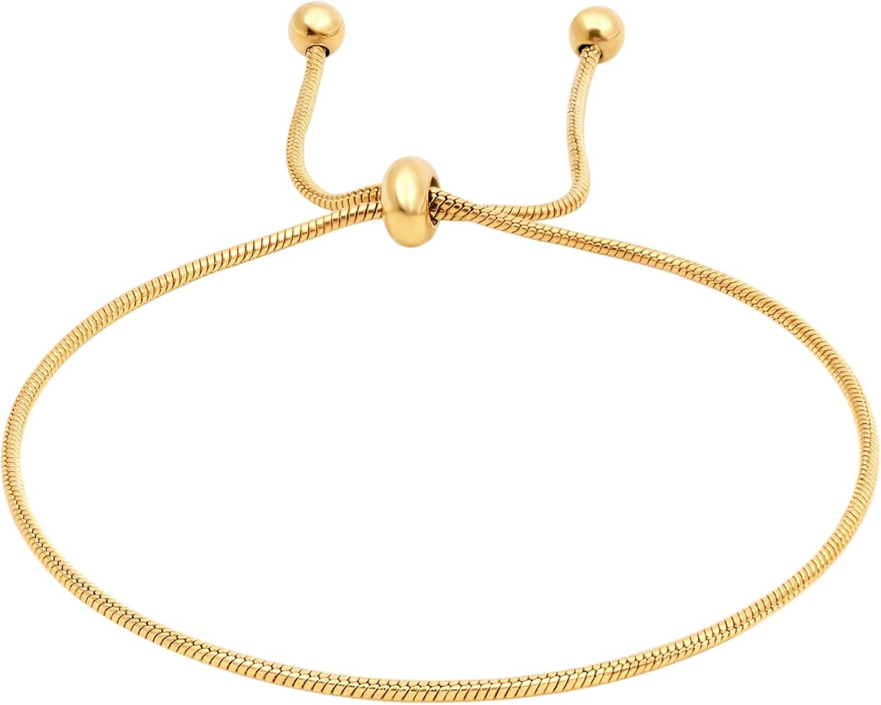 Yowivon Gold Plated Bracelets for Women Trendy Dainty Adjustable Bolo Bracelets Tennis Beaded Bra... | Amazon (US)