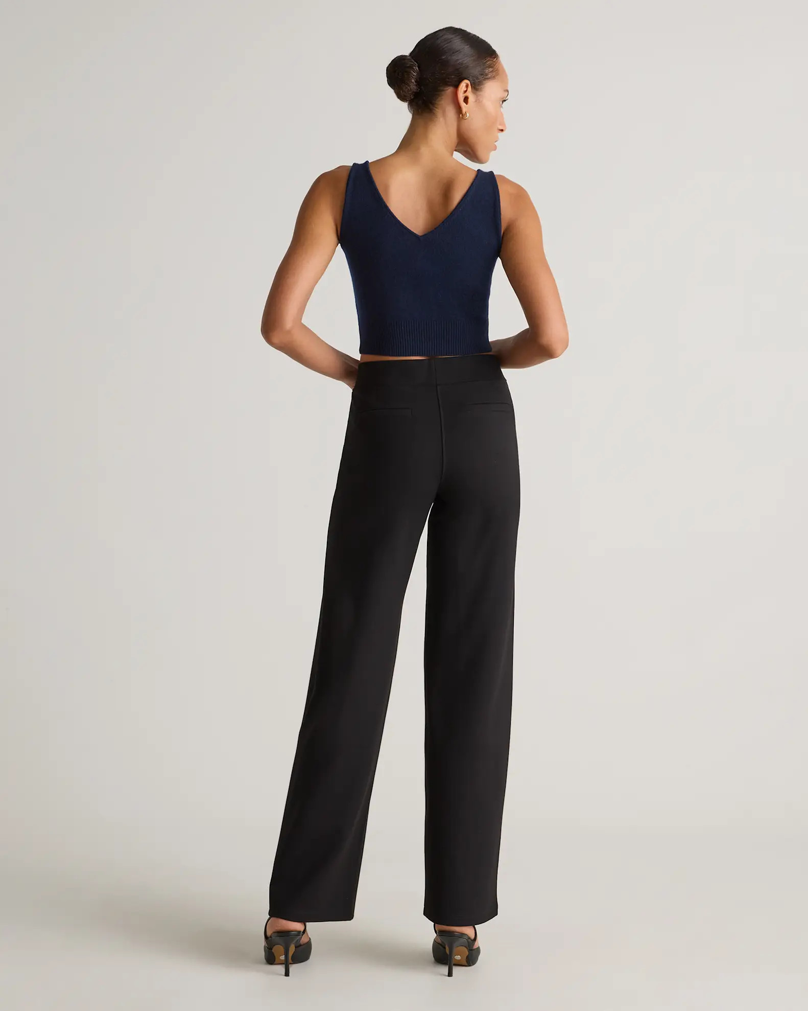 Ultra-Stretch Ponte Wide Leg Pants in Black | Quince