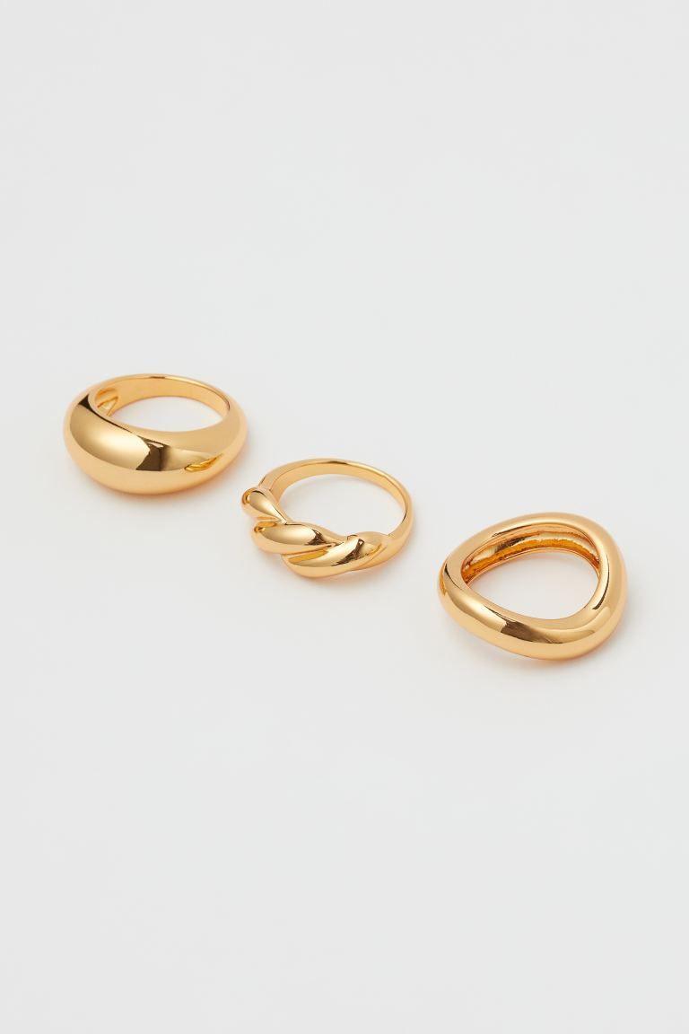 3-pack gold-plated rings | H&M (UK, MY, IN, SG, PH, TW, HK)