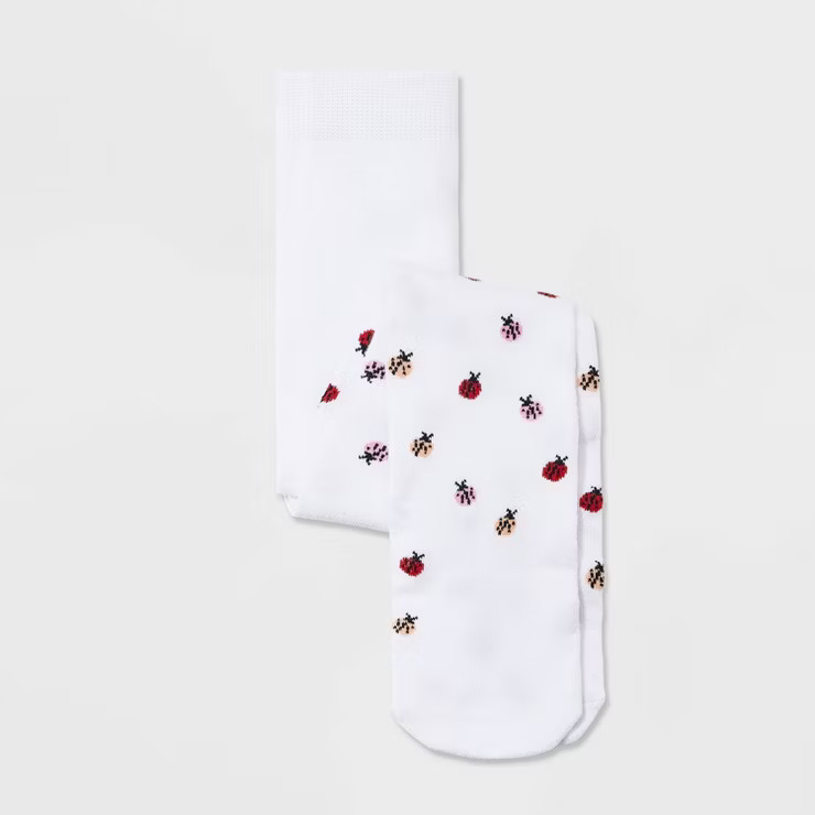 Toddler Girls' Ladybug Tights - Cat & Jack™ White | Target