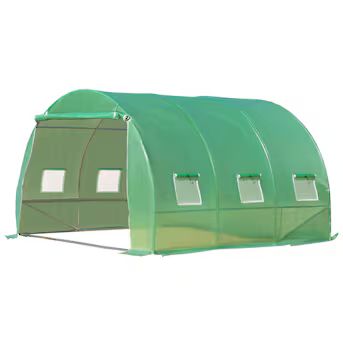 Outsunny 10-ft L x 10-ft W x 7-ft H Green Greenhouse | Lowe's