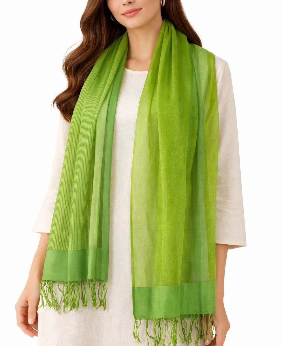 Green Eri Silk Cotton Dupatta Handloom Organic Bhagalpuri Silk Wrap Indian Gift | eBay US