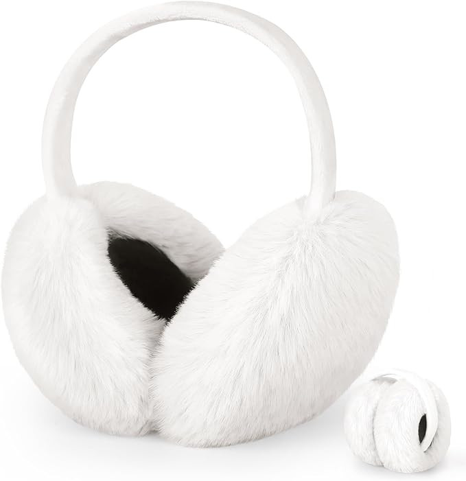 Lainlight Earmuffs for Women Winter Foldable Warm Ear Muffs Faux Fur Cute Fuzzy Ear Warmers for G... | Amazon (US)