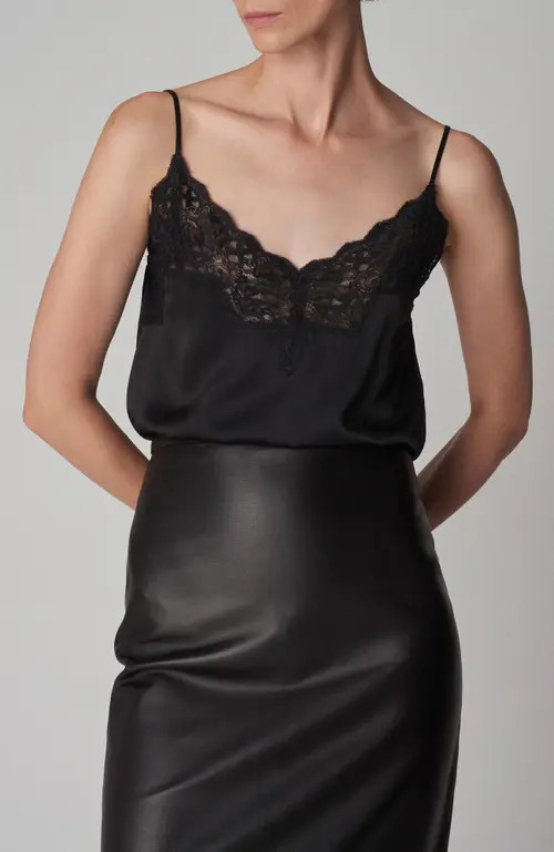 CO Lace Camisole in Silk Satin in Black at Nordstrom, Size X-Large | Nordstrom