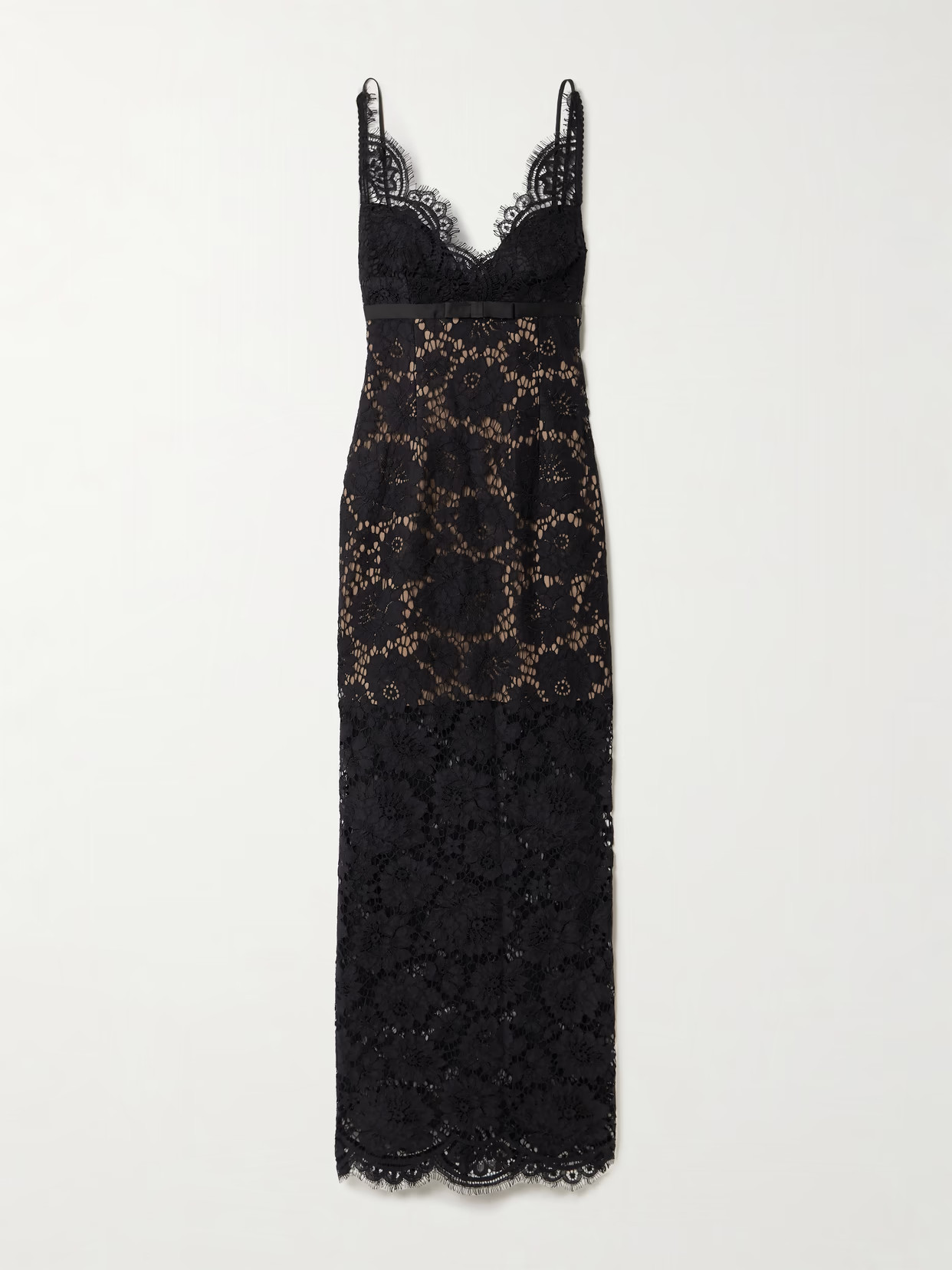 Self-Portrait - Satin-trimmed Lace Maxi Dress - Black | NET-A-PORTER (UK & EU)