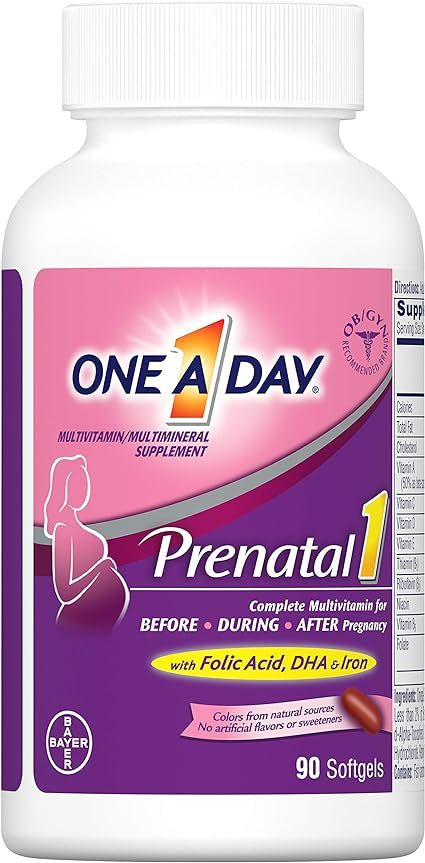 One A Day Prenatal Vitamins for Women, 90 Count, Multivtamin with Omega 3 Fish Oil (DHA/EPA), Iro... | Amazon (US)