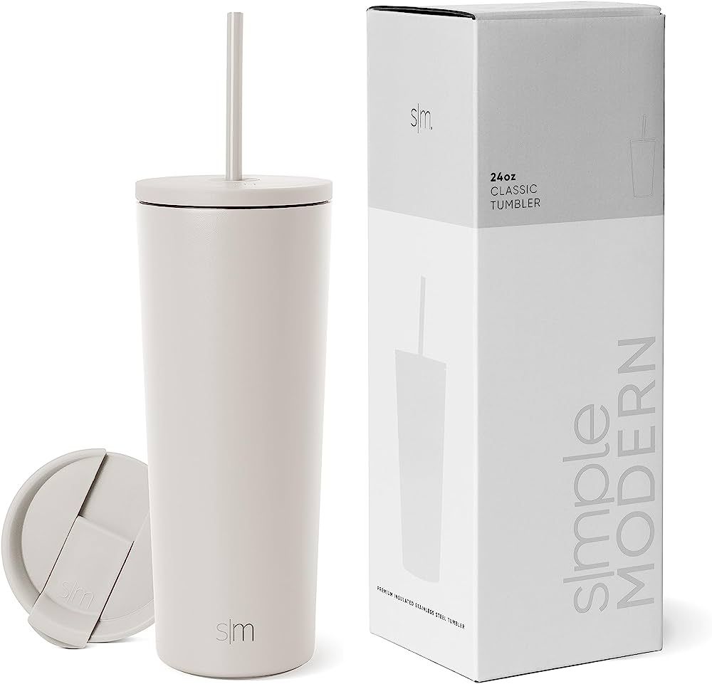 Simple Modern Insulated Tumbler with Lid and Straw | Iced Coffee Cup Reusable Stainless Steel Wat... | Amazon (US)