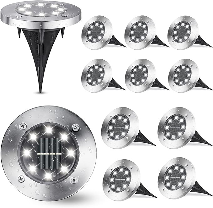 Joomer Solar Ground Lights, 12 Pack 8 LED Waterproof In-Ground Outdoor Landscape Pathway Lighting... | Amazon (US)
