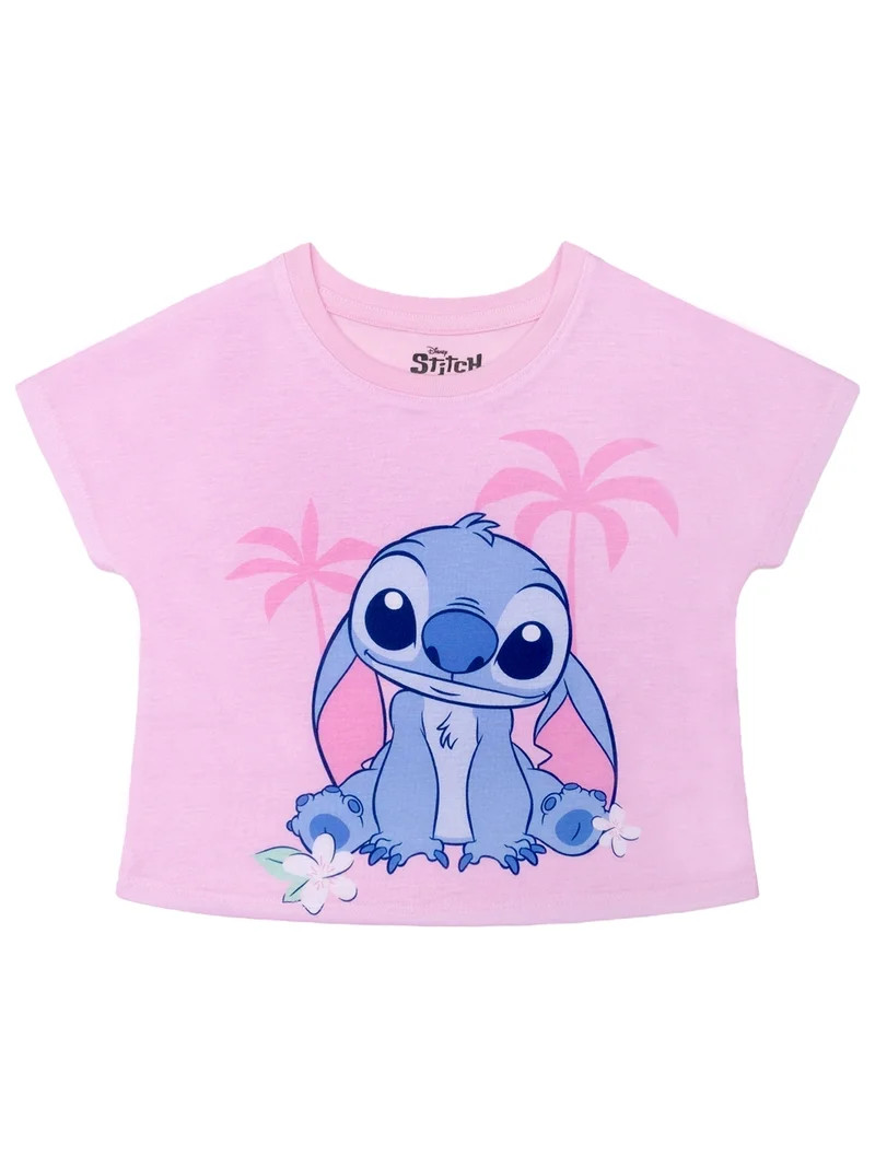 Lilo & Stitch Girls 2-Piece Jersey Short Sleeve Top and Short, Sizes 4-12 | Walmart (US)