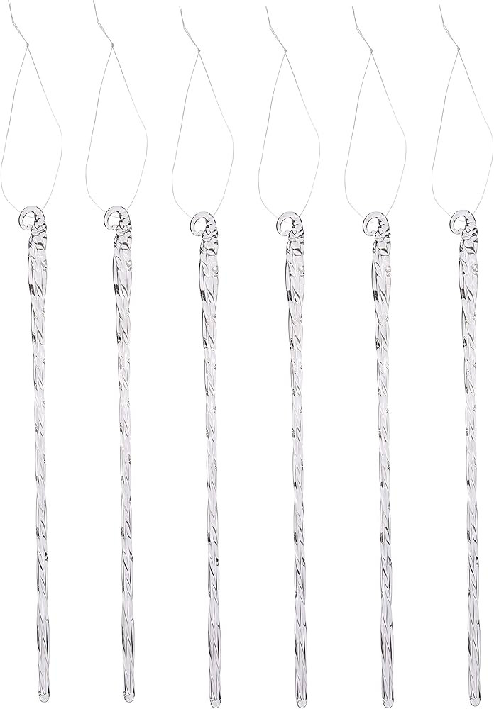 Kurt Adler 7.5-Inch Glass Twist Icicle Ornaments - 6-Piece Set | Amazon (US)