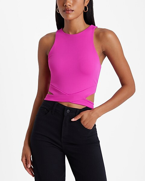 Body Contour High Compression High Neck Cutout Cropped Tank | Express