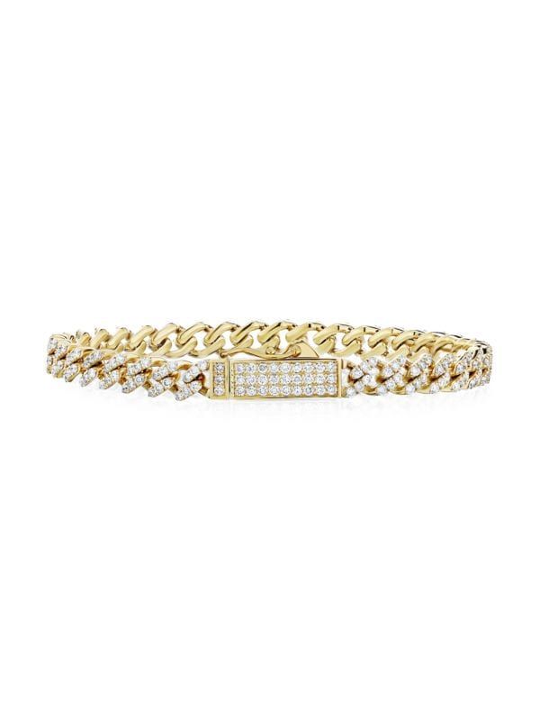 14K Yellow Gold & Diamond Cuban Bracelet | Saks Fifth Avenue OFF 5TH