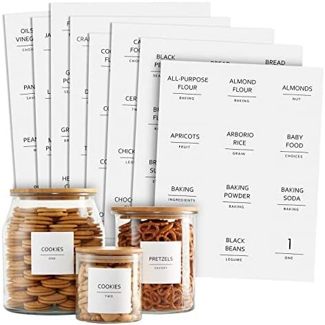 Talented Kitchen 144 Fine Line Pantry Organization Labels for Food Storage Containers, Preprinted... | Amazon (US)