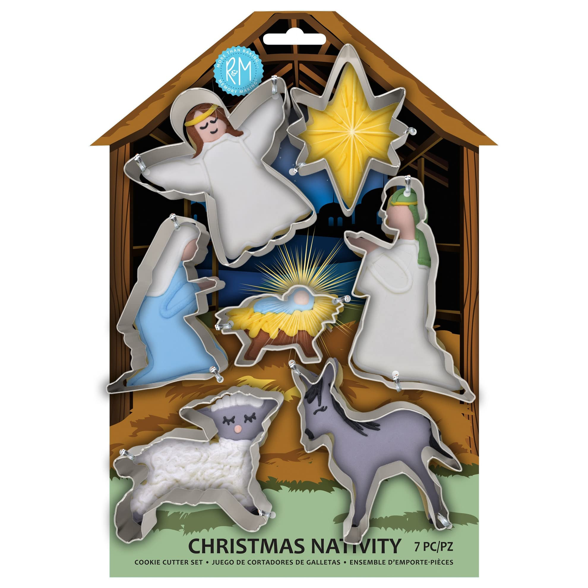 R&M Christmas Nativity Cookie Cutter Set – 7-Piece Steel Cookie Cutter Set for Holiday Baking, ... | Amazon (US)