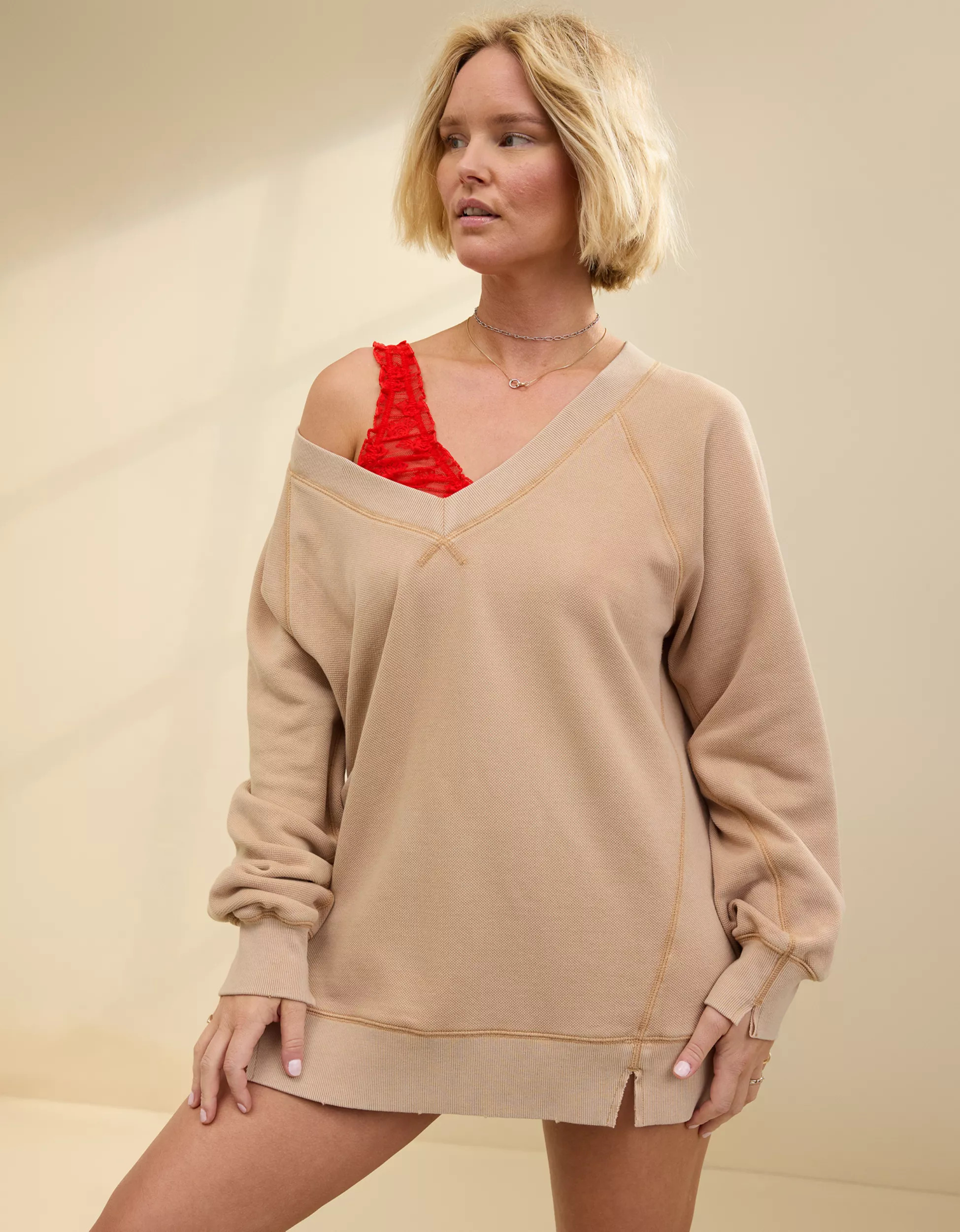 Aerie Downtime V-Neck Sweatshirt | Aerie