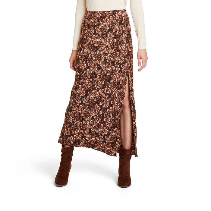 Women's Paisley Print Maxi A-Line Skirt - Nili Lotan x Target Brown | Target