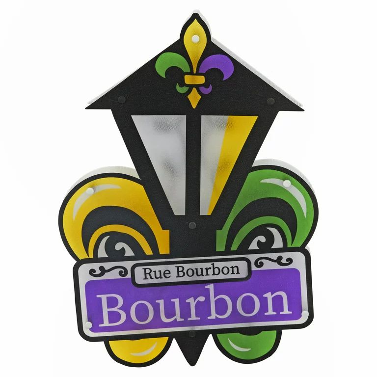 Way To Celebrate Mardi Gras Lighted Bourbon Street Lamp Post Shimmer Sign with 10 Mini Lights, 16... | Walmart (US)
