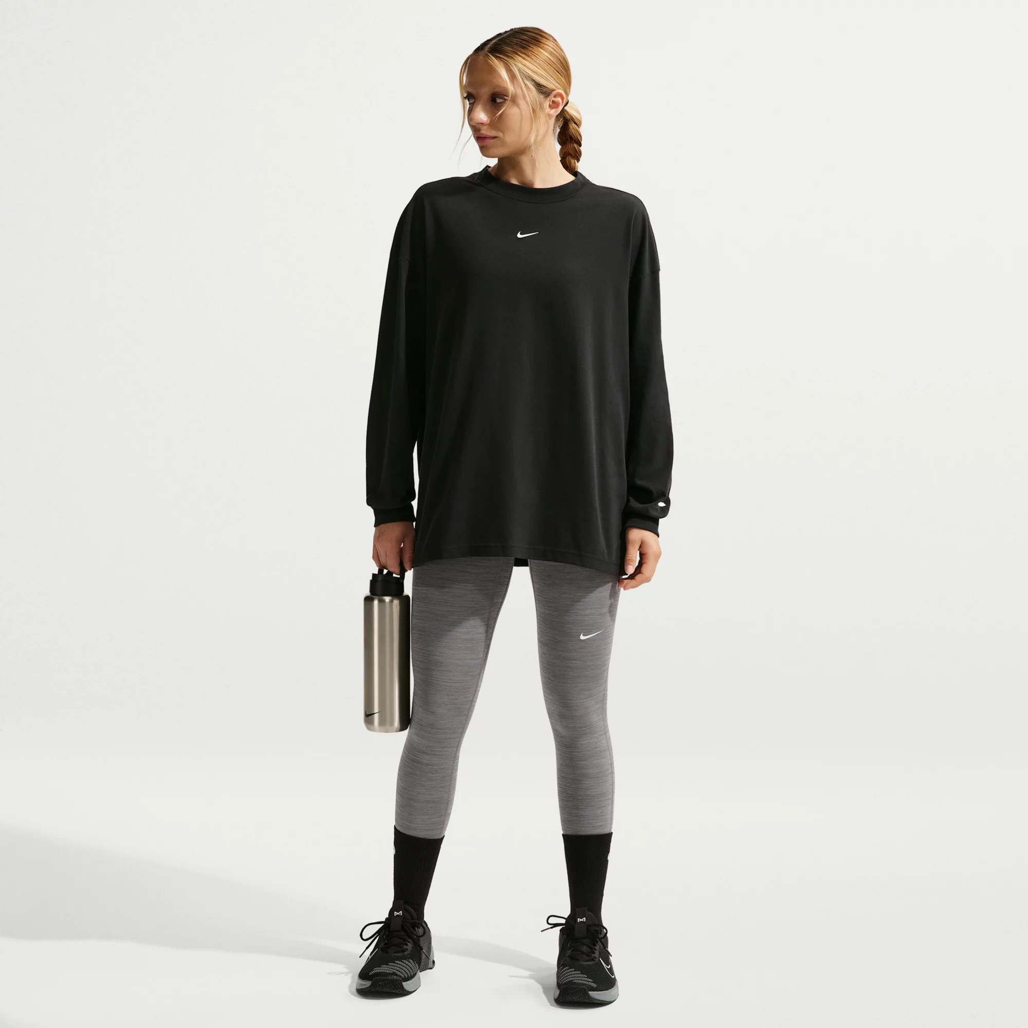 Nike Women's Pro Mid-Rise Full-Length Leggings, Small, Smoke Grey/Htr | DICK'S Sporting Goods