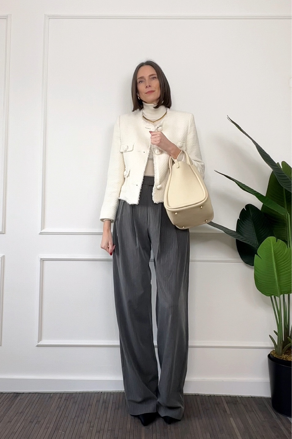A cosy back-to-work look that will keep you warm in the office. This roll neck is such a good base layer; it’s soft and warm and comfy. I’m wearing a size small. 

These grey pinstripe trousers are lovely, they come in two lengths and I’ve linked both, and also a couple of alternatives if they’re not available for you. 

The jacket I’ve linked is exactly the same except for the buttons - I bought mine in September and this is the current version linked below  

#LTKstyletip #LTKfindsunder100 #LTKworkwear