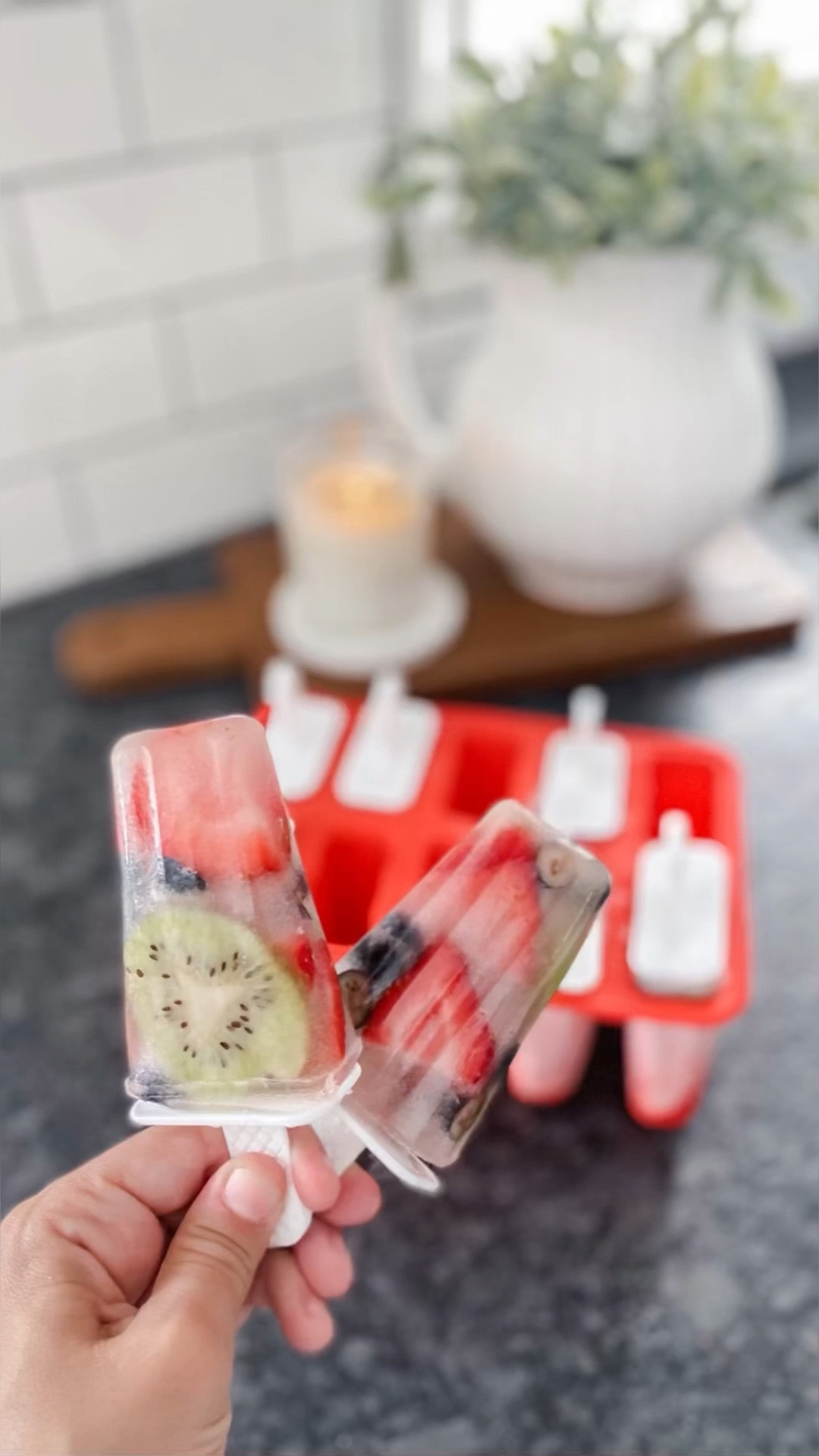 FRESH FRUIT POPS!

Roo, Mo, and I whipped up some delicious and nutritious fresh fruit popsicles together! Using juicy kiwis, strawberries, blueberries, and hydrating coconut water, we created a yummy blend of flavors for a guilt-free treat that the whole family will enjoy! 🙌 

These homemade popsicles are the perfect way to cool down and nourish little bodies. All we had to do was chop fruit, pour in the coconut water, and freeze these homemade popsicles into the perfect shapes using our favorite popsicle molds. 🌟 	

#LTKSeasonal #LTKkids #LTKFind