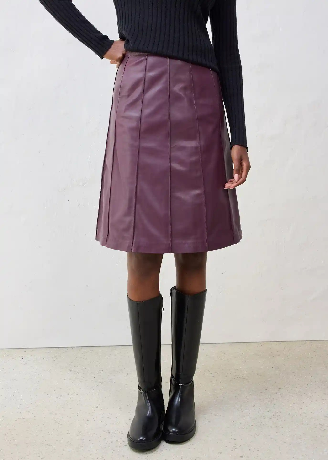 Jupe évasée en cuir d’agneau nappa | Bonprix FR