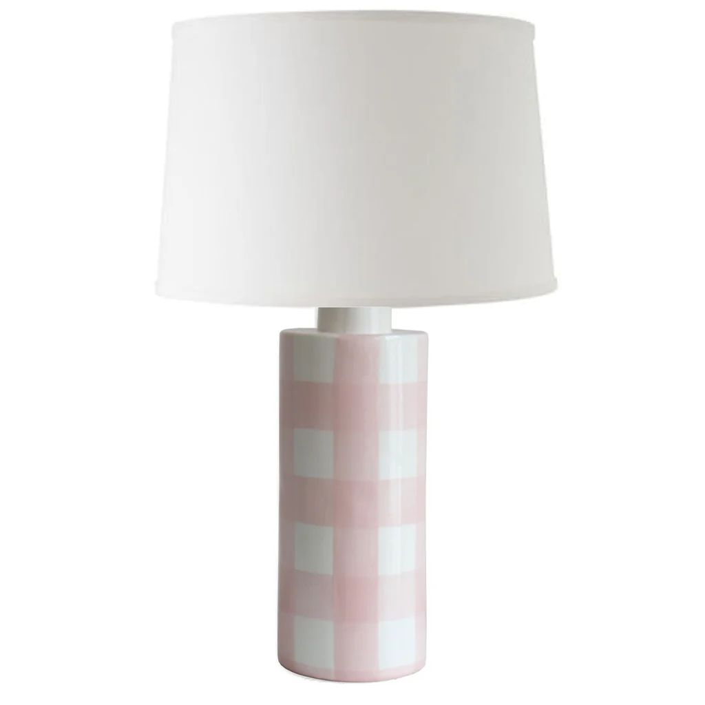 Pink Gingham Column Lamp | Lo Home by Lauren Haskell Designs