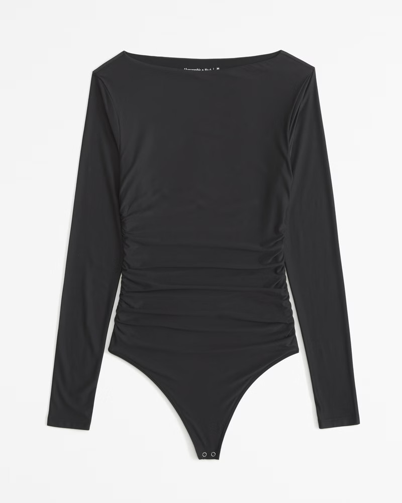 Women's Soft Matte Long-Sleeve Ruched Bodysuit | Women's Tops | Abercrombie.com | Abercrombie & Fitch (US)