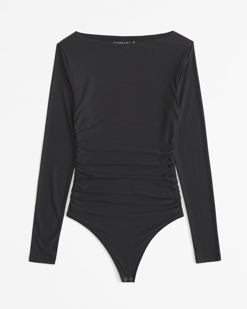 Women's Soft Matte Long-Sleeve Ruched Bodysuit | Women's Tops | Abercrombie.com | Abercrombie & Fitch (UK)