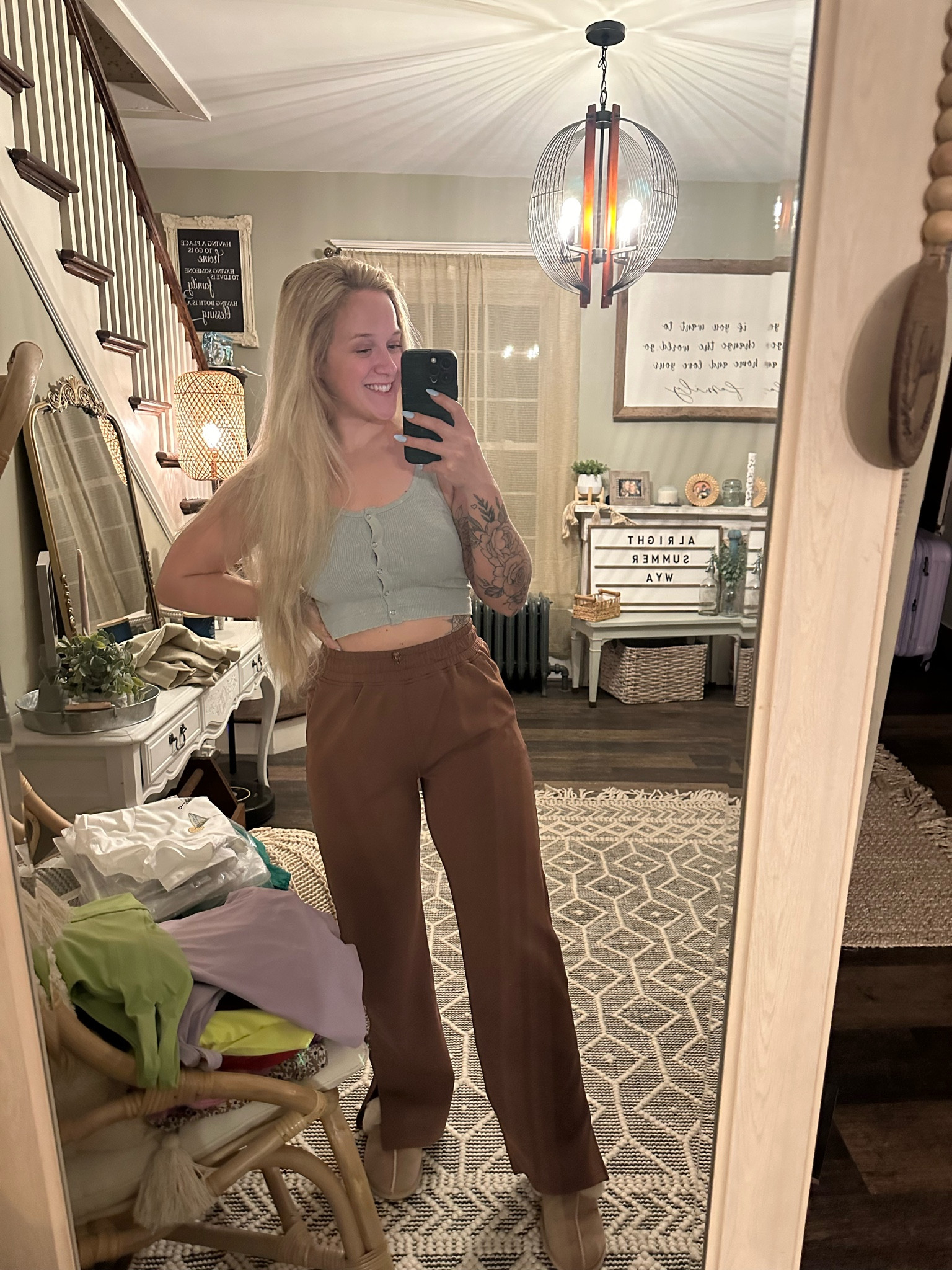 THESE PANTS!!! The best Lulu dupes ever. Guess where they’re from?!? D h g a t e👏🏼👀 Wearing a size medium/4, in the color brown. Also, grab my UGG slippers from the gate too!!! I’m obsessed with them.

#LTKstyletip #LTKsalealert #LTKfindsunder50