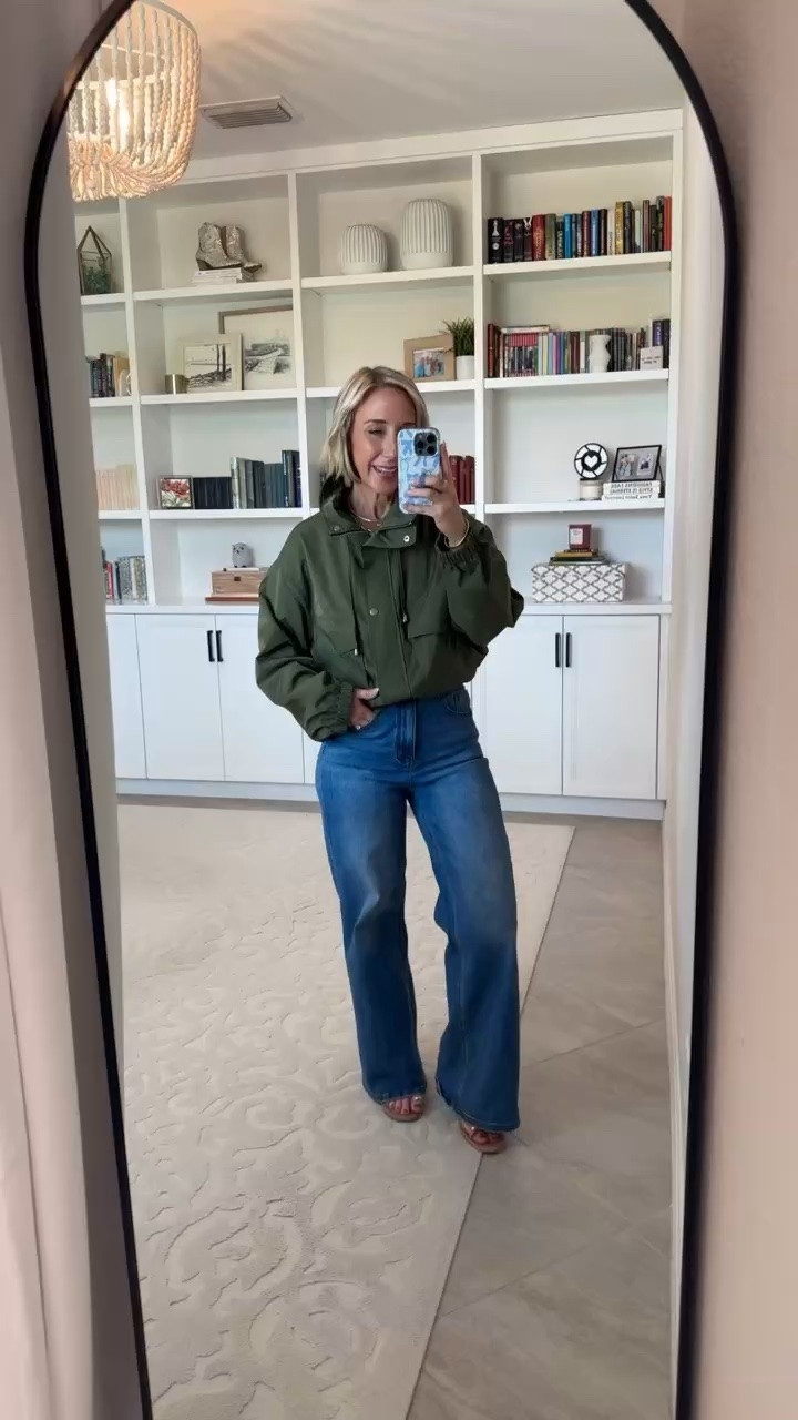 Amazon - lightweight fall jackets. Cropped Utility Jacket - size XL (bought the XL on accident, but I don't mind it). 20 colors. * Wide Leg Jeans - size 25. (Color: C-inseam 30"-medium Blue). 

#LTKOver40#LTKSeasonal#LTKPetite