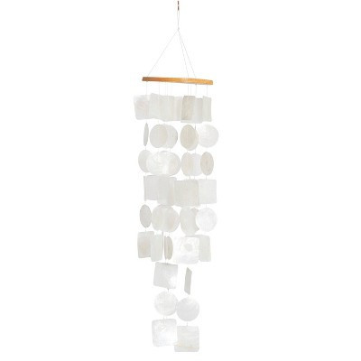 5" Glass Coastal Abstract Windchime White - Olivia & May: Nautical Seashell Decor, Indoor Use | Target