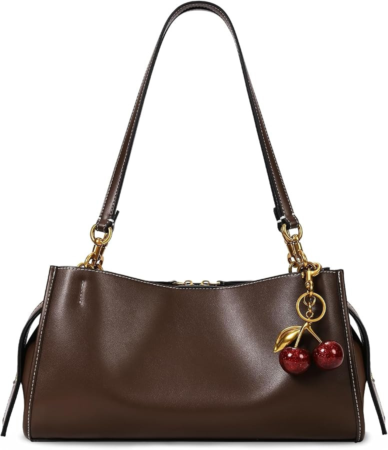 Shoulder Bag Medium Pu Leather Tote Bag For Women Trendy Designer Handbag With Cherry Pendant For... | Amazon (US)