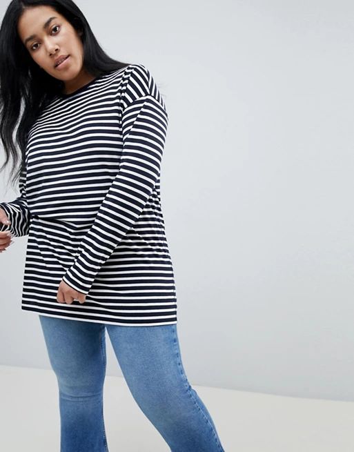 ASOS CURVE Long Sleeve Oversized T-Shirt In Stripe | Asos AU