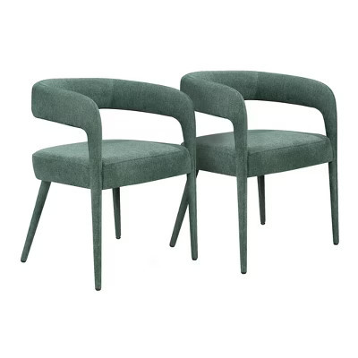 HomeRoots Set of Two Green Upholstered Linen Open Back Dining Side Chairs | Target